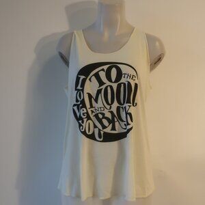 NWT Womens Tina Demel Cream, Black "I Love You To The Moon And Back" Tank S